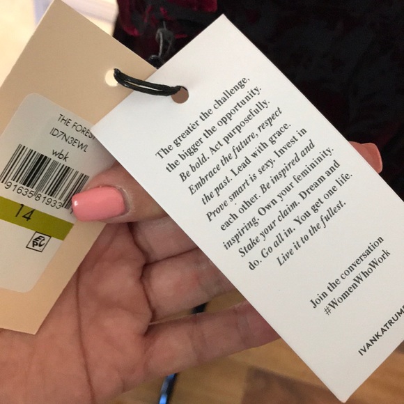 Ivanka Trump RED Faux Velvet, Sheer Dress - Picture 7 of 8